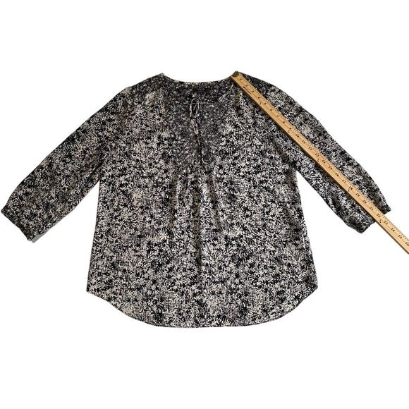 NYDJ Not Your Daughters Jeans Popover Top Blouse Keyhole Tie Neckline Sz S - Picture 7 of 12